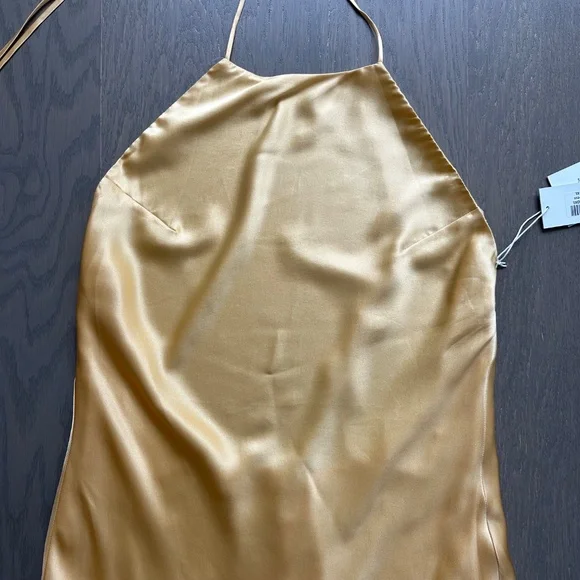 Reformation Jeany Silk Dress Yellow Sunshine Maxi Halter - XL - with tags